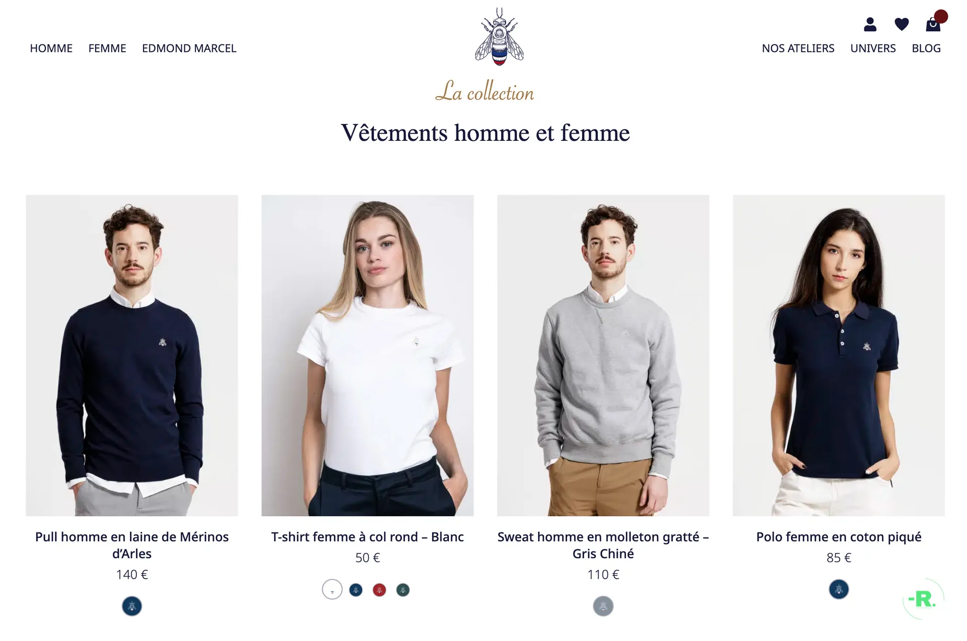 catalogue vêtements edmond marcel e-shop