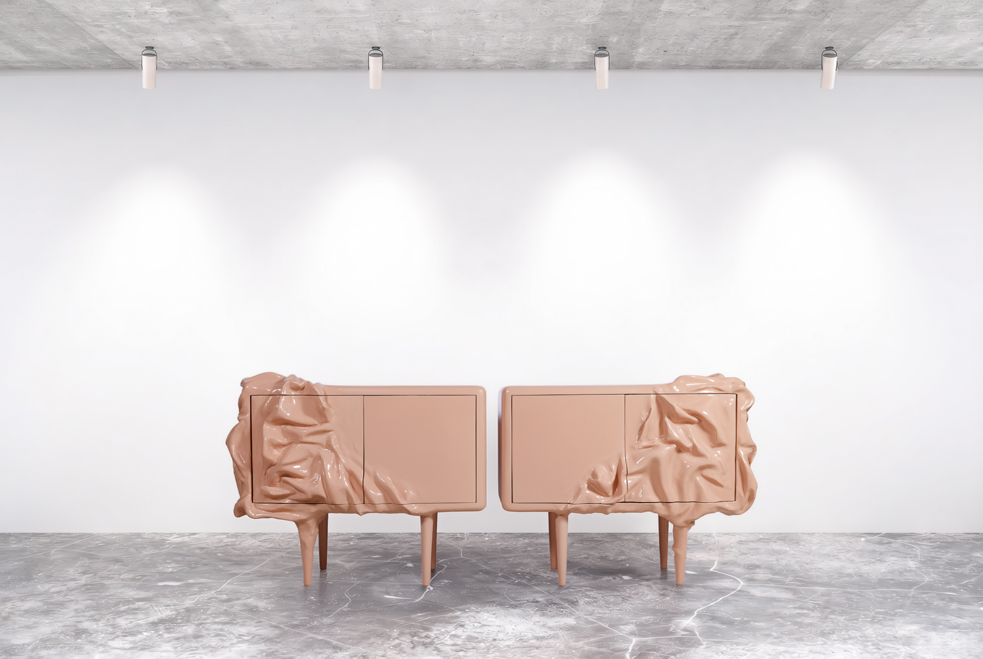 catalogue de vente en galerie d'une commode rose de l'artiste nicolet